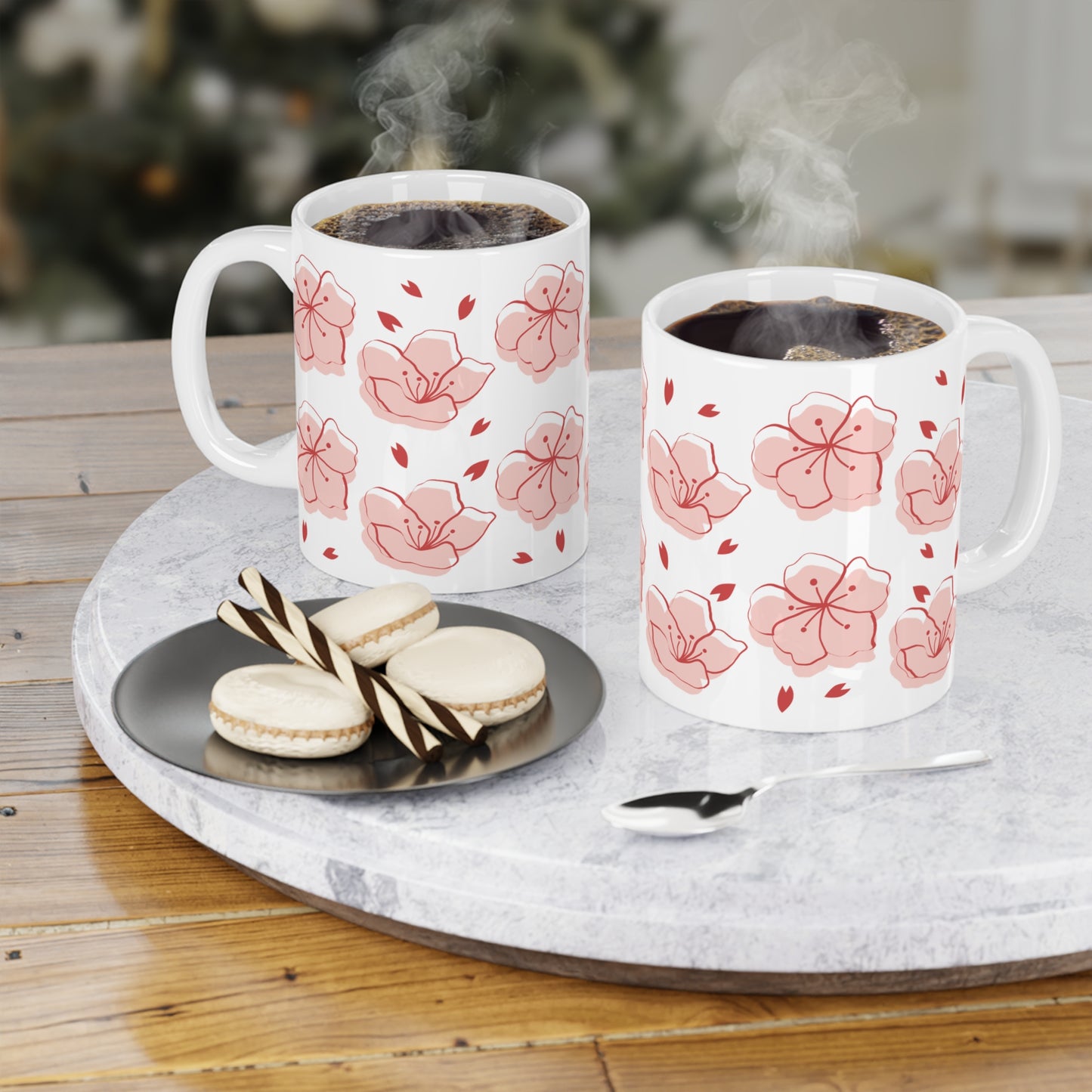 Cherry Blossom Ceramic Mug – Pink Sakura Floral Coffee Cup (11oz/15oz)