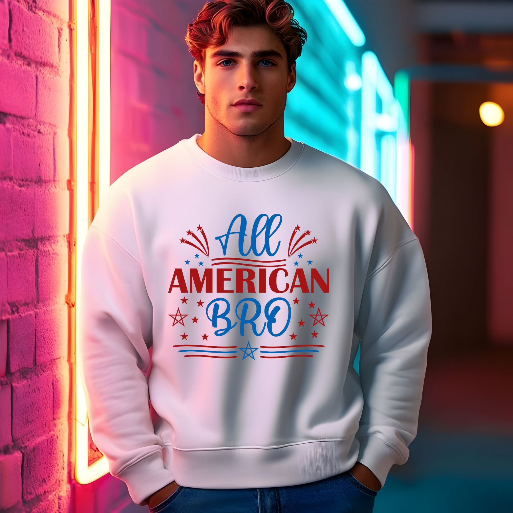 All American Bro Patriotic β T-Shirt, Crewneck & Hoodie