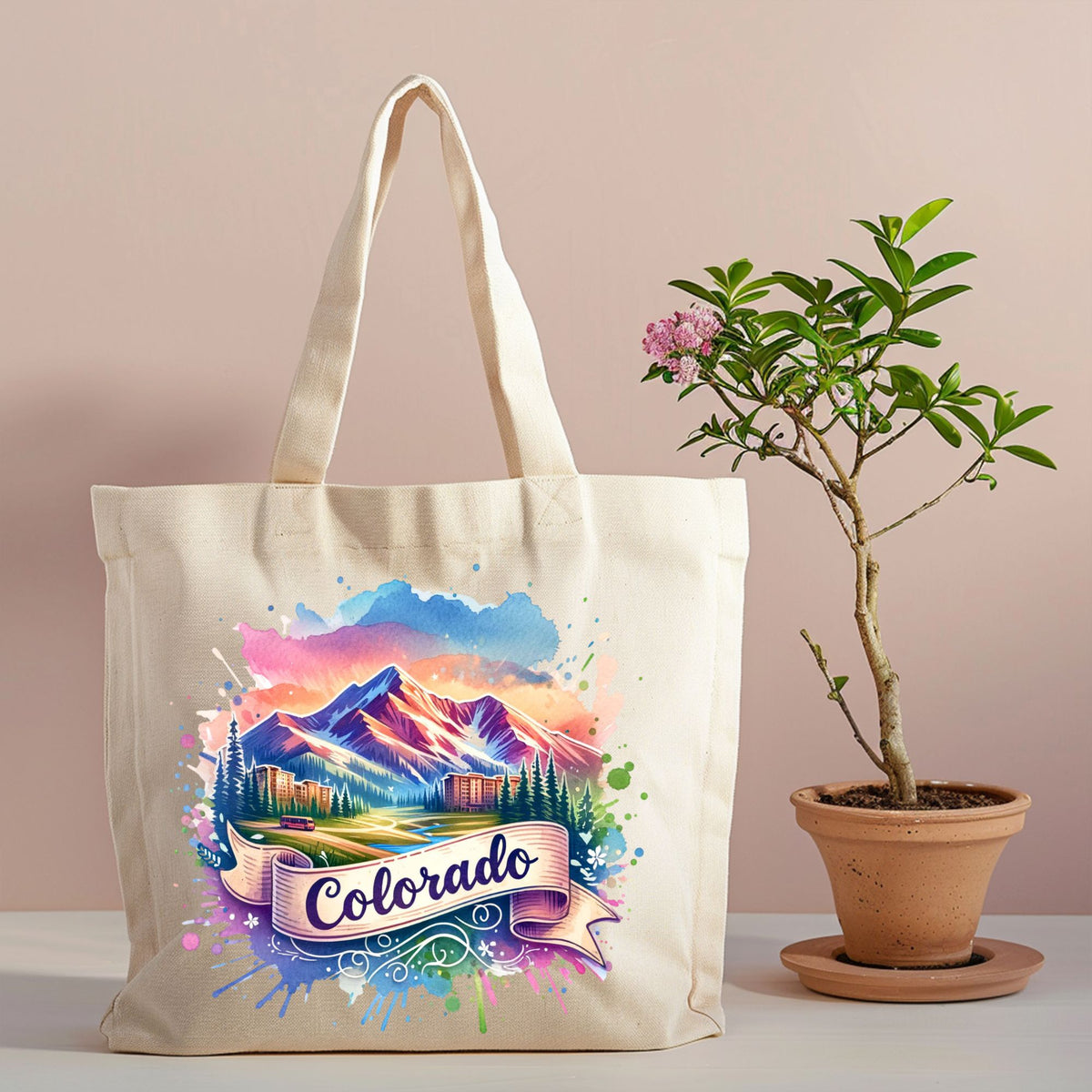 Colorado Mountain Landscape canvas tote scenic design