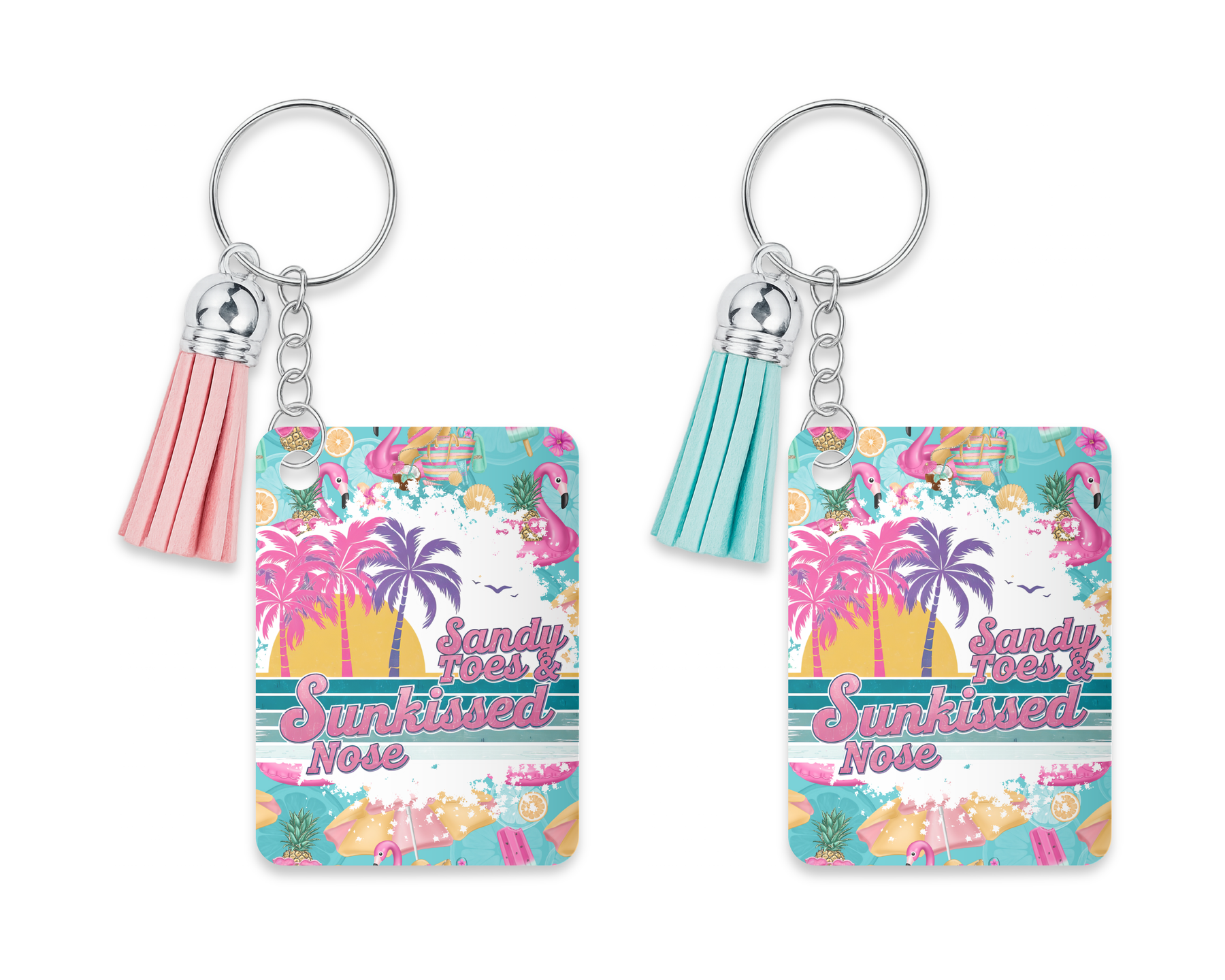 Sandy Toes & Sunkissed Nose acrylic beach keychain