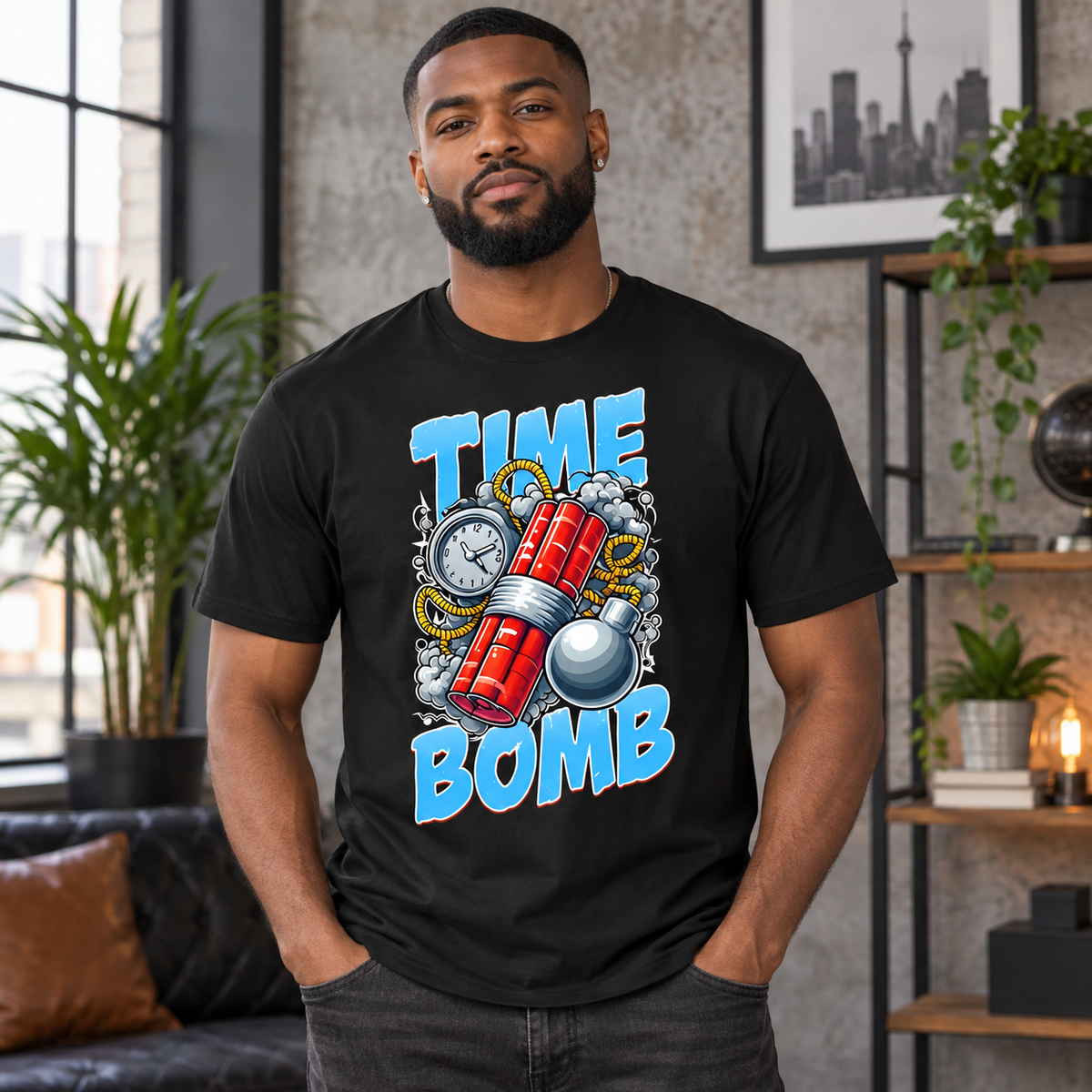 Time Bomb Streetwear Graphic Apparel men's T-shirt mockup