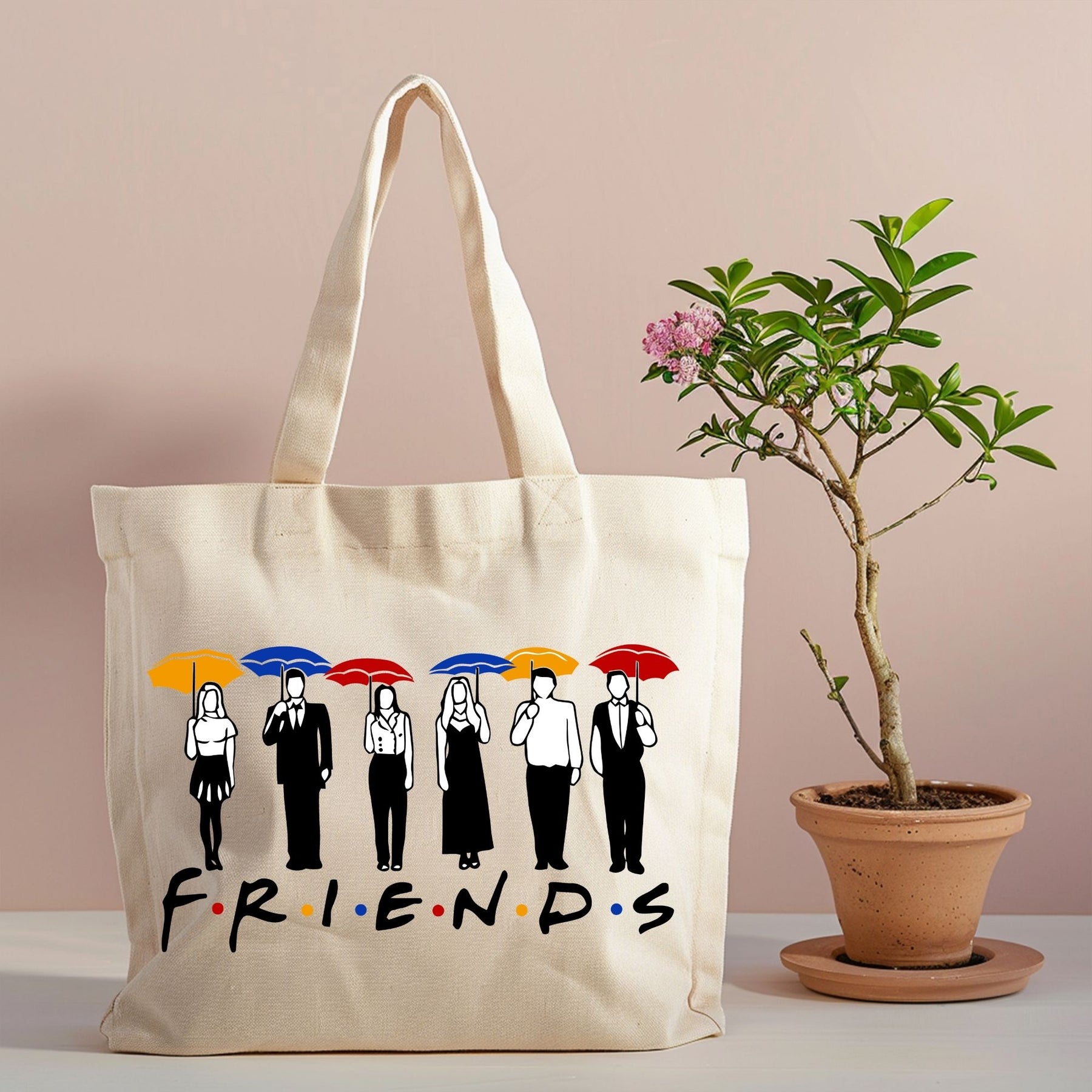 Umbrella silhouette sitcom canvas tote bag