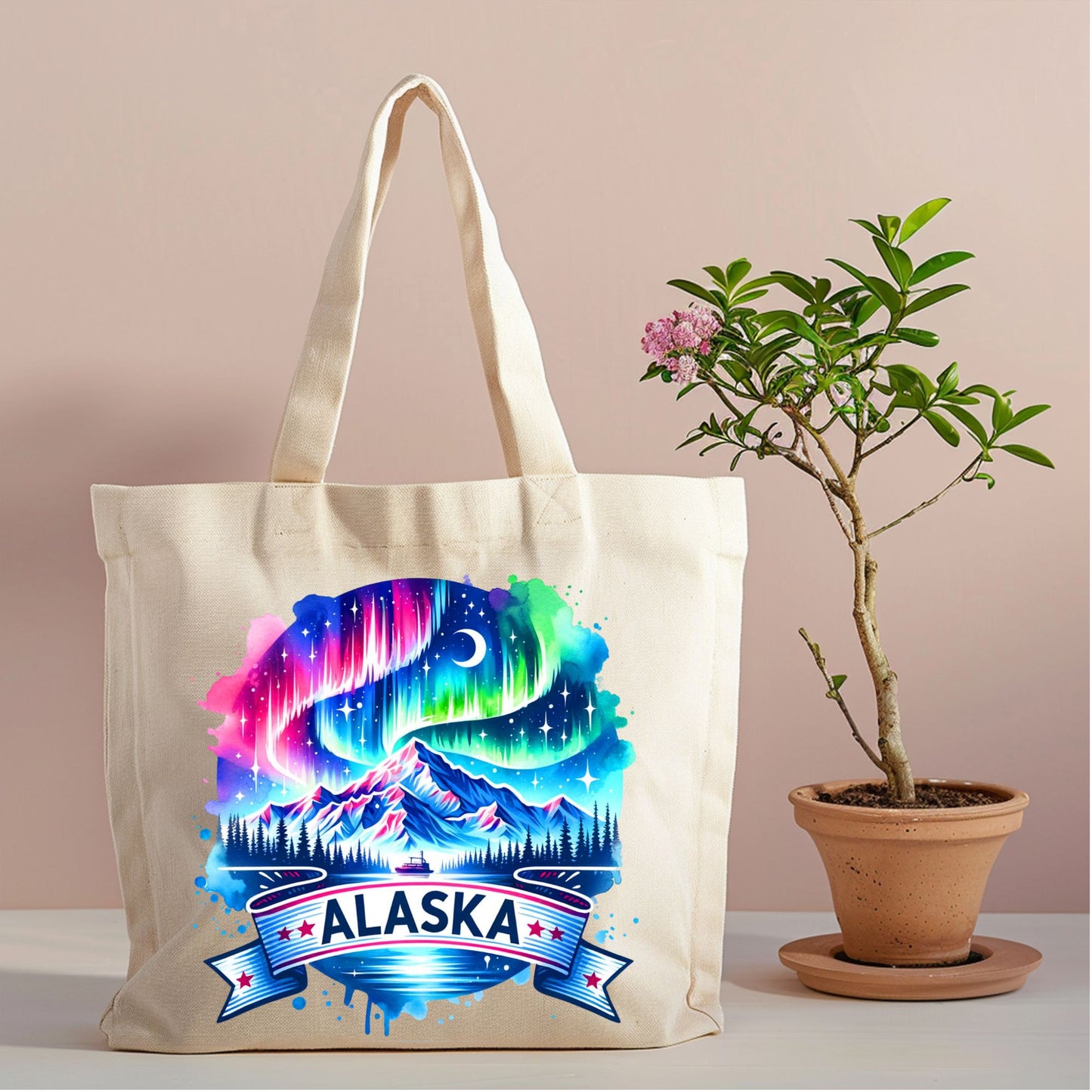 Alaska Northern Lights Canvas Tote Bag