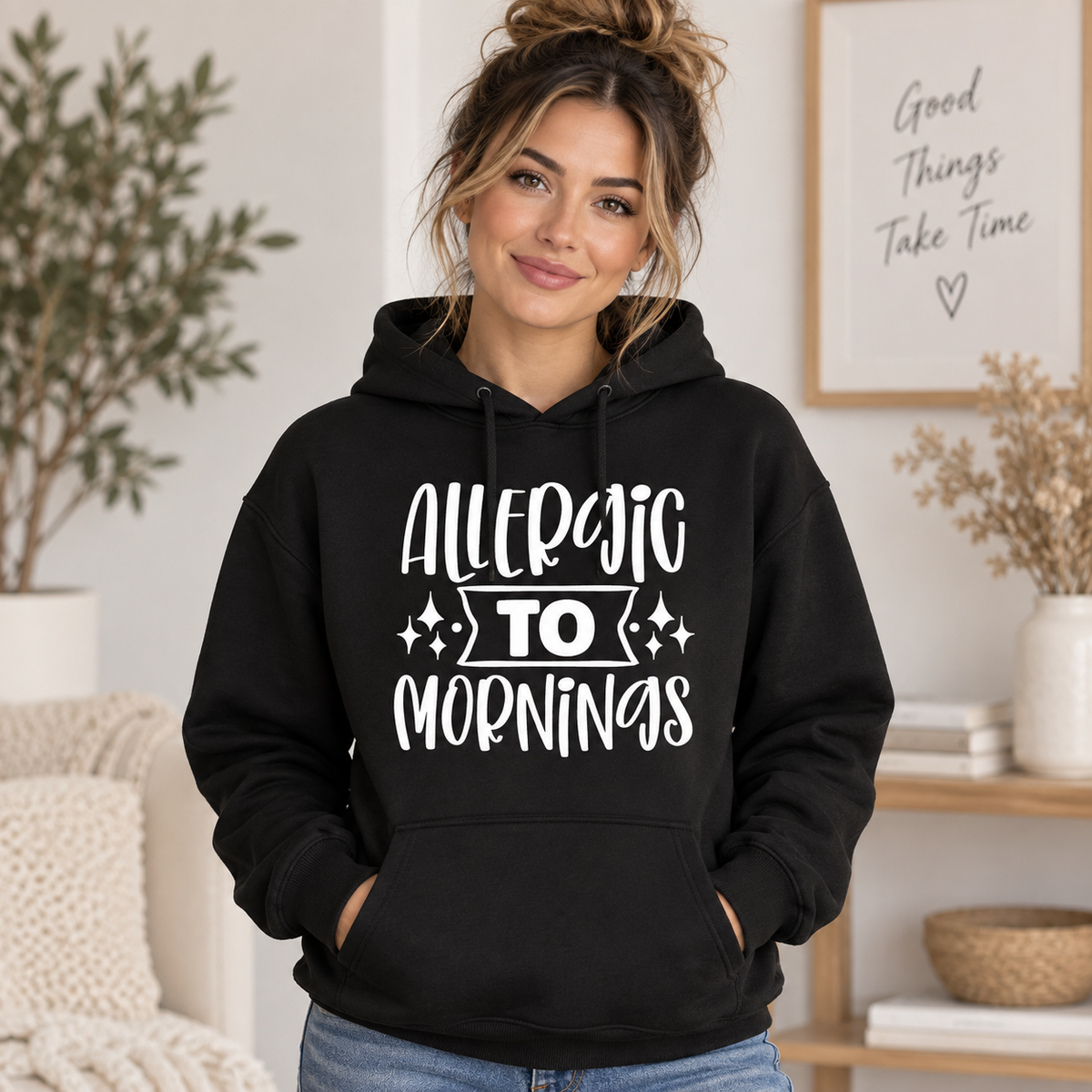 Allergic to Mornings apparel mockup