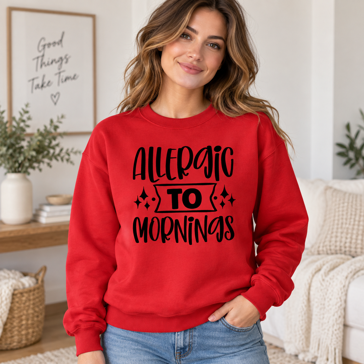 Allergic to Mornings apparel mockup