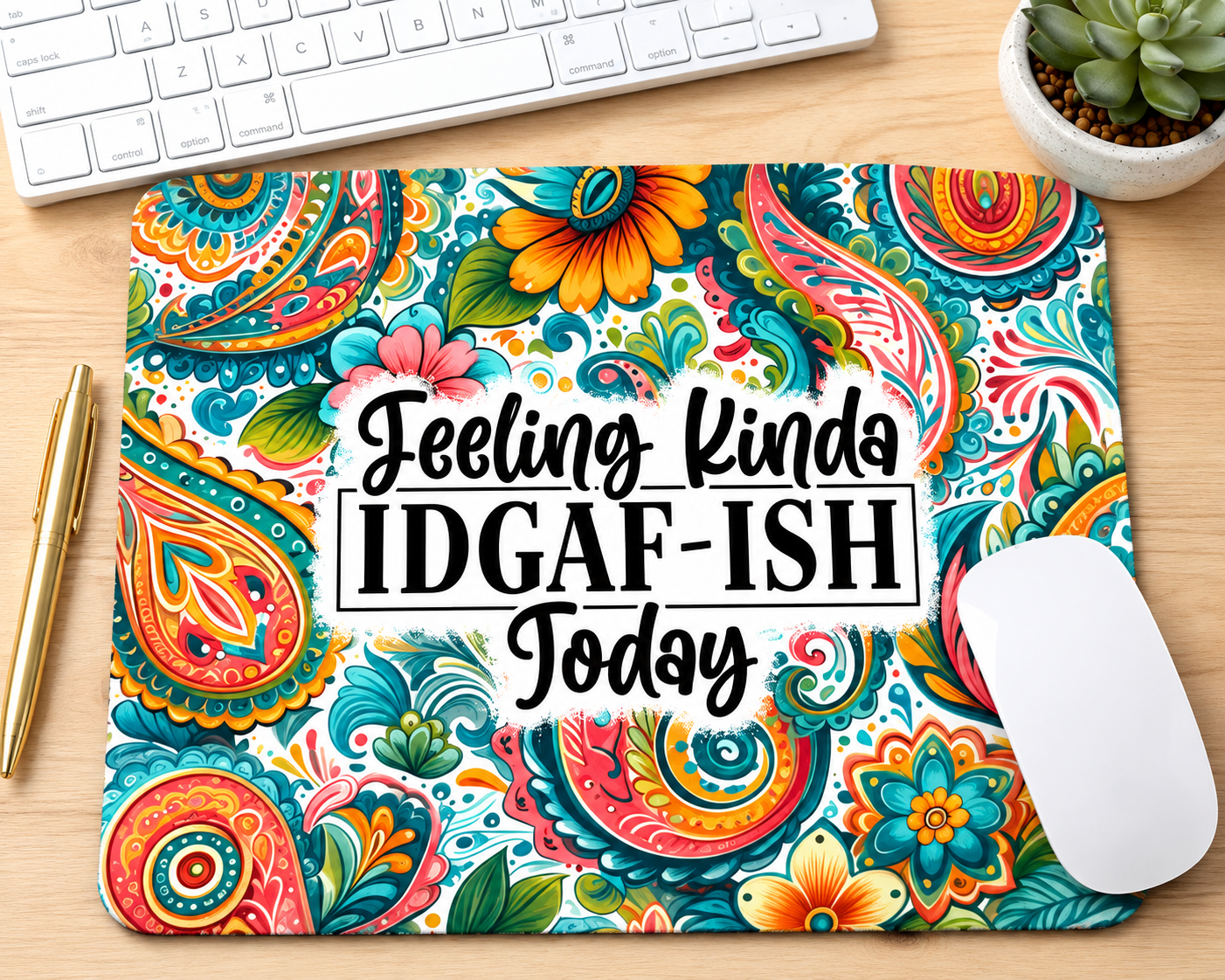 NOPE Not Today colorful abstract mouse pad design option