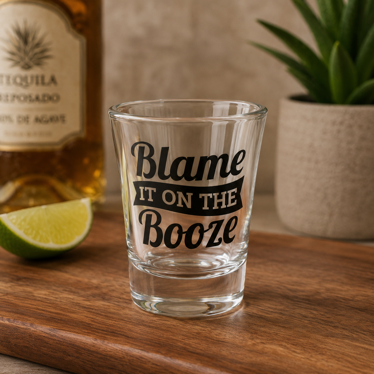 "Blame It on the Booze" Funny Shot Glass