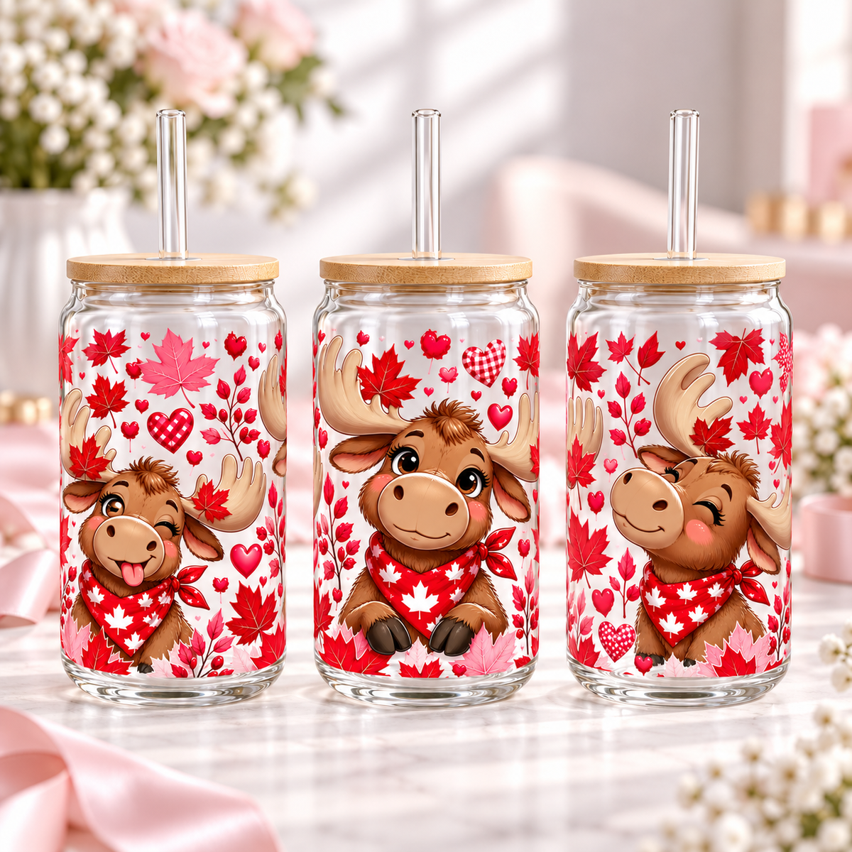 Canadian Moose clear 16oz glass can