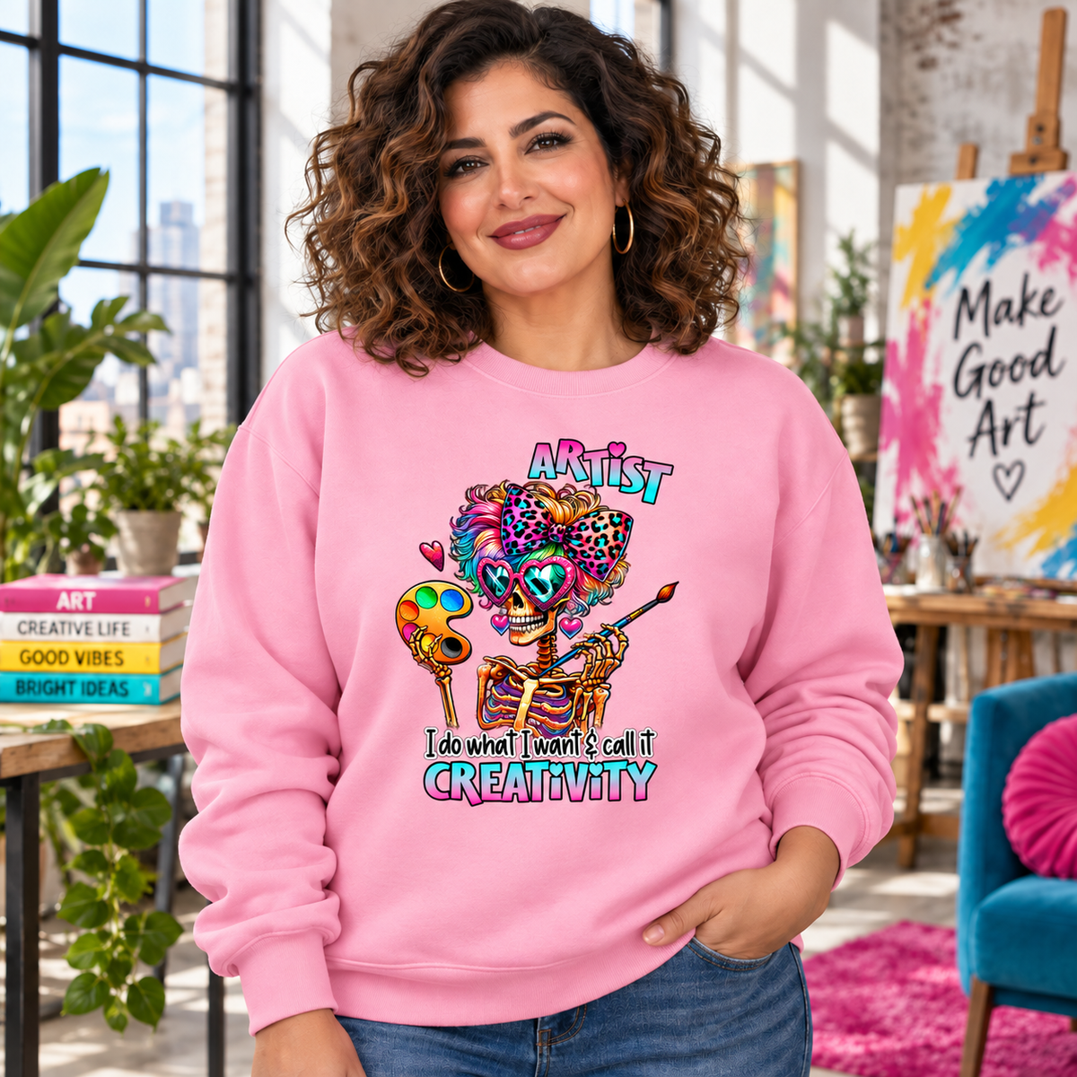 Fine as Wine women’s pink crewneck mockup