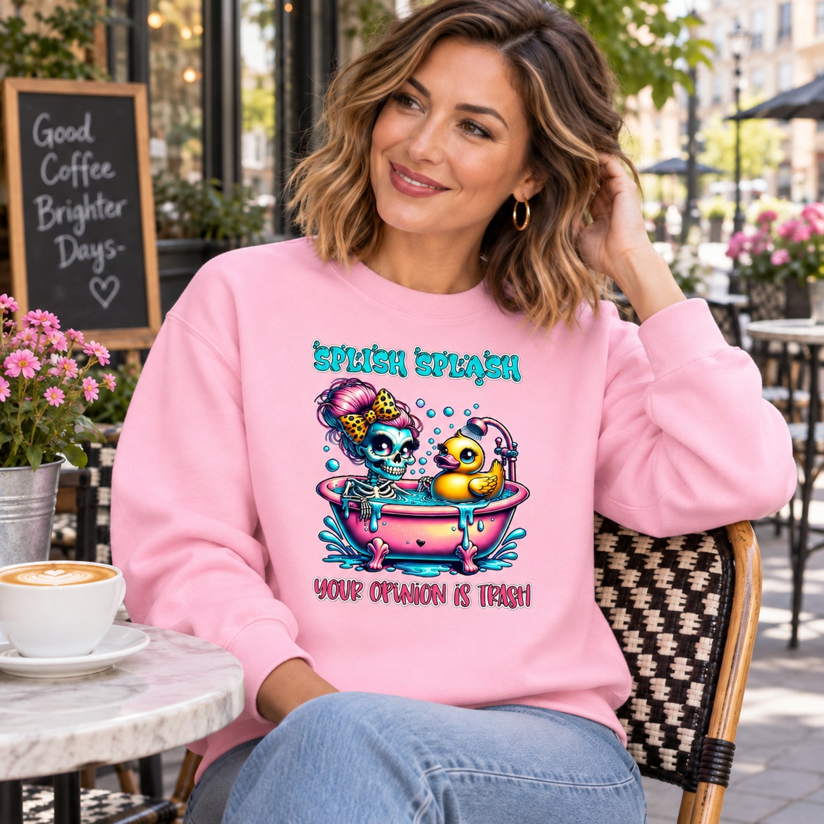 OCD – Obsessive Coffee Disorder women’s pink crewneck mockup