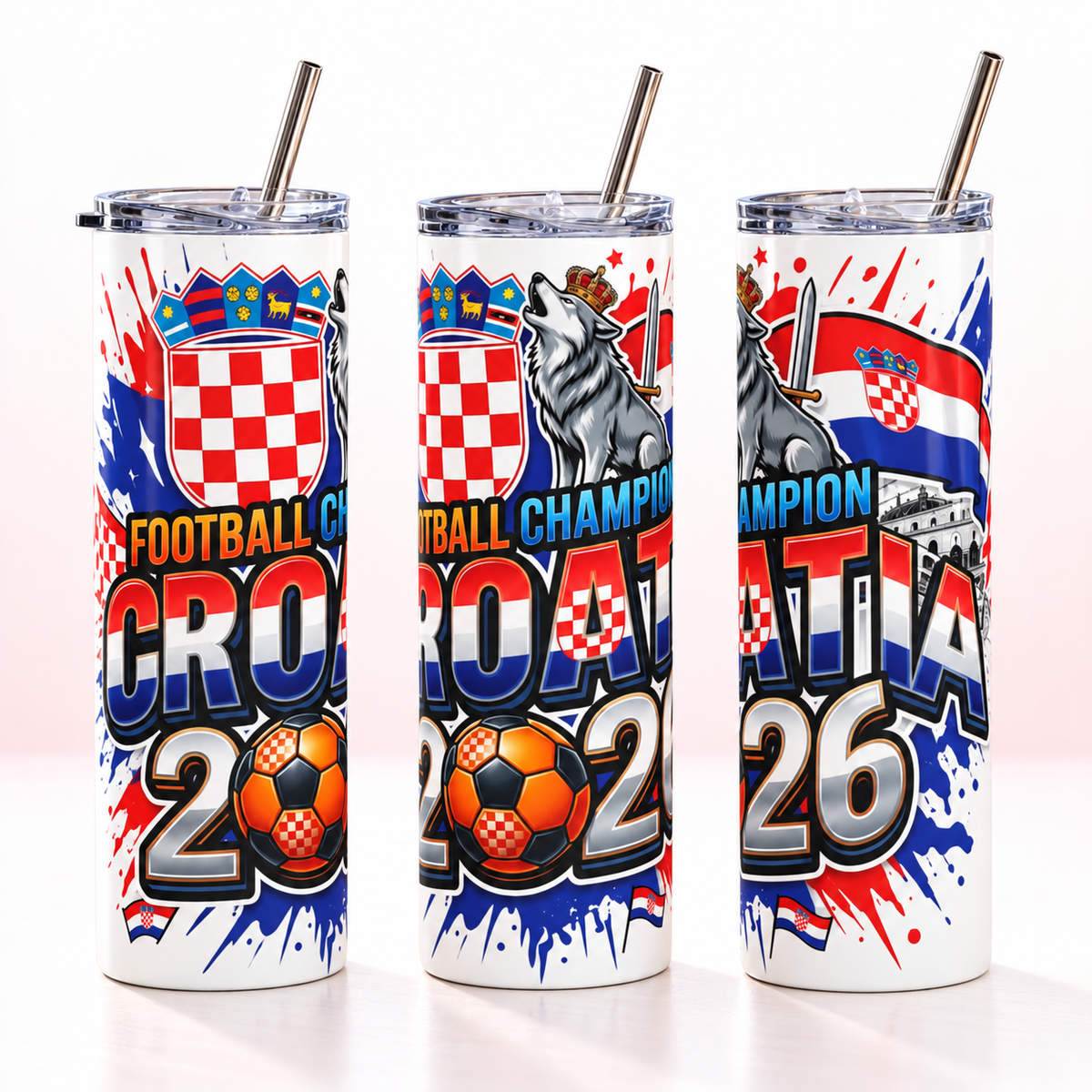 Croatia 2026 Football Tumbler – Insulated Soccer Fan Gift — product mockup