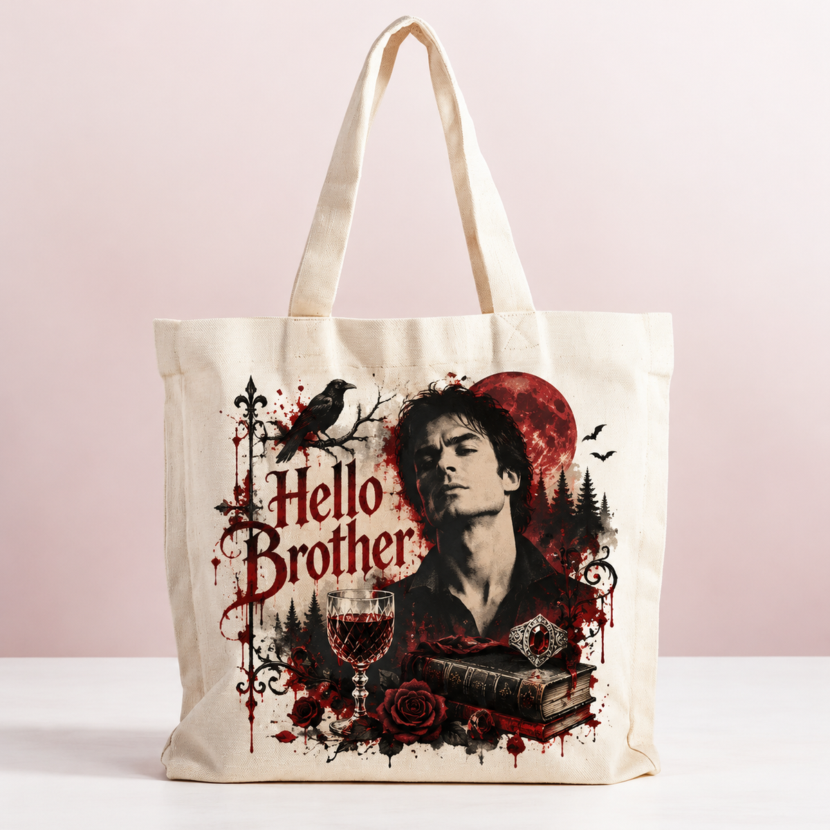 Vampire Antihero Aesthetic Canvas Tote – Hello Brother Fan Bag — product mockup