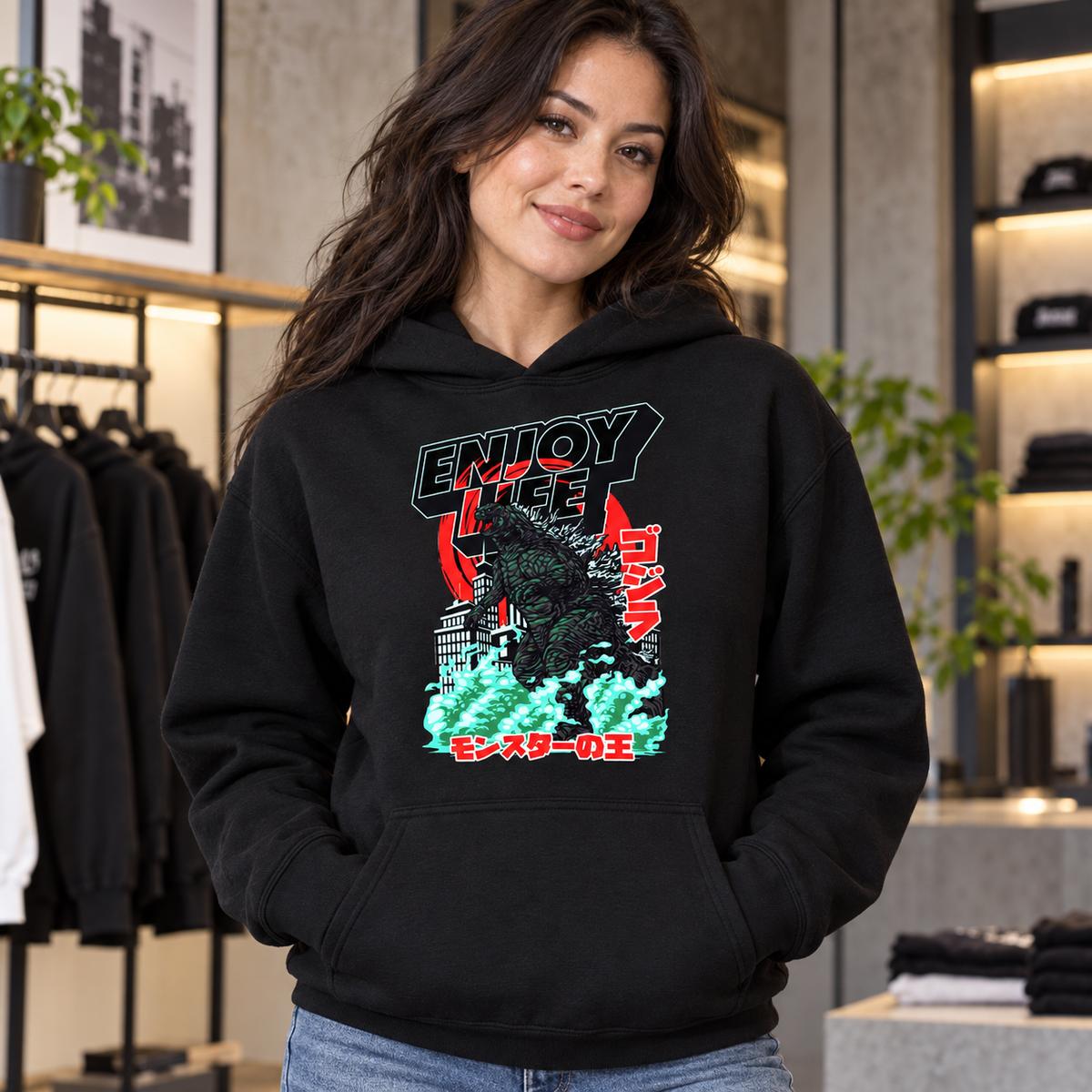 Enjoy Life Monster on Black Hoodie