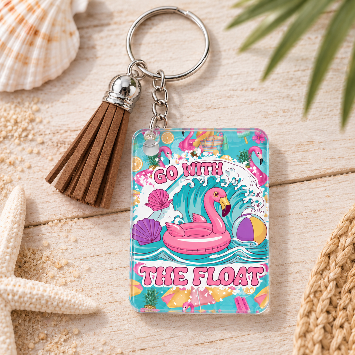 Go With the Float keychain with brown tassel