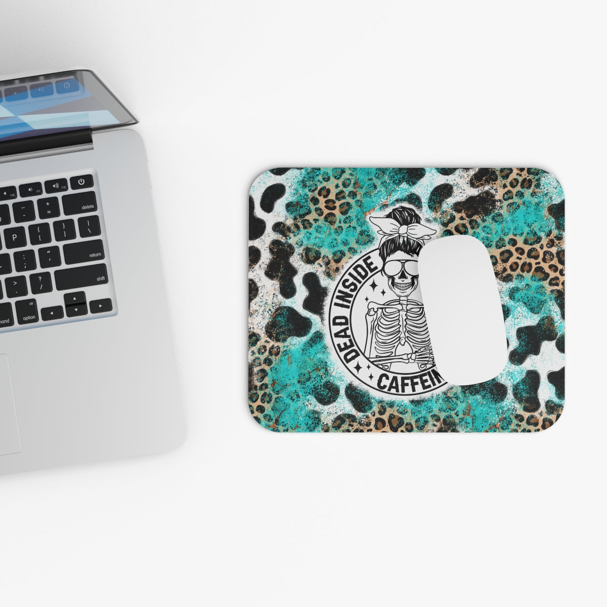 Teal Leopard Print Rectangle — Stylish Animal-Print Desk Mat