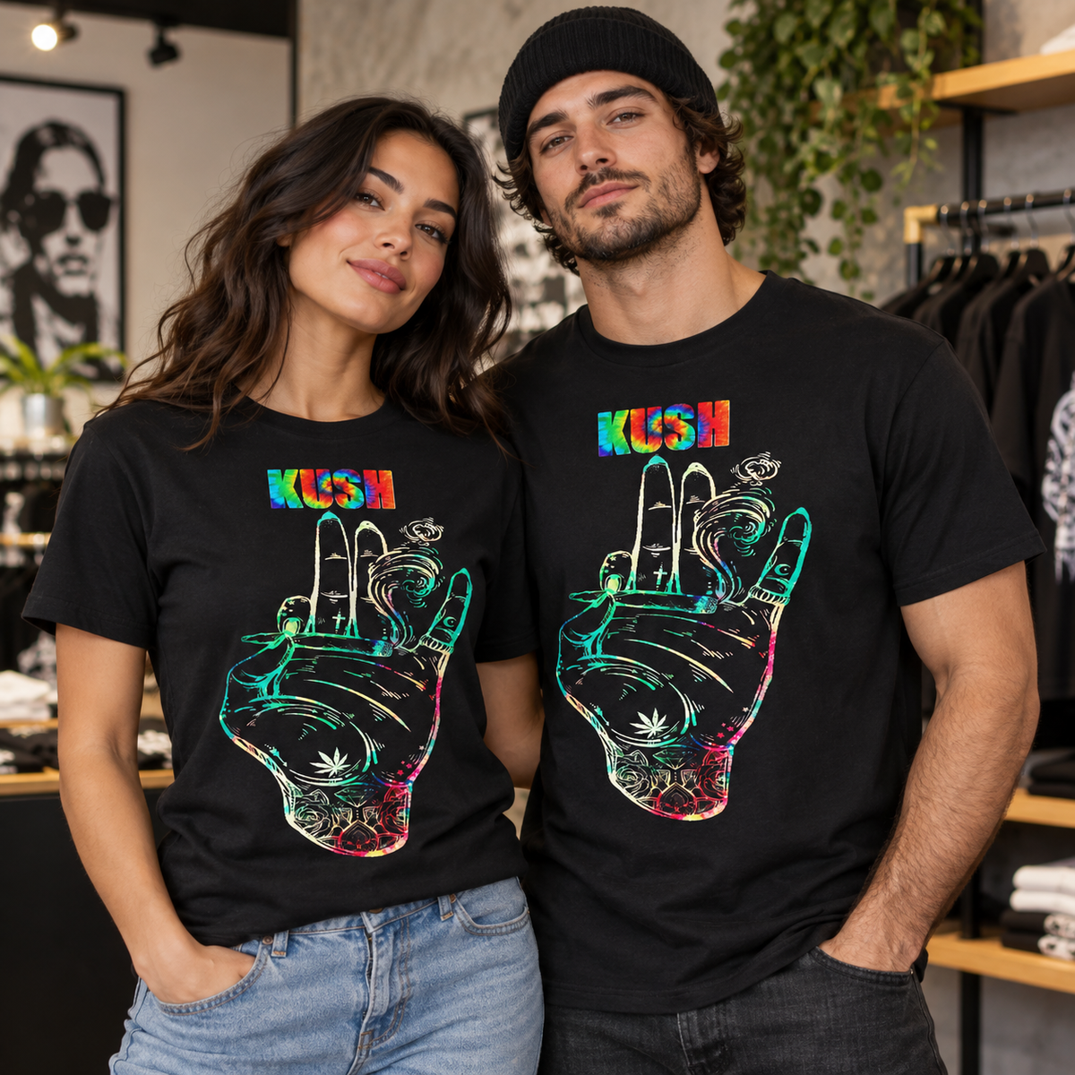 Kush Hand on Black T-Shirt