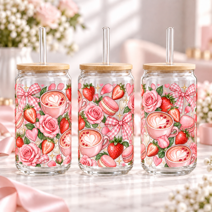 16oz Glass Can Tumblers with Bamboo Lids