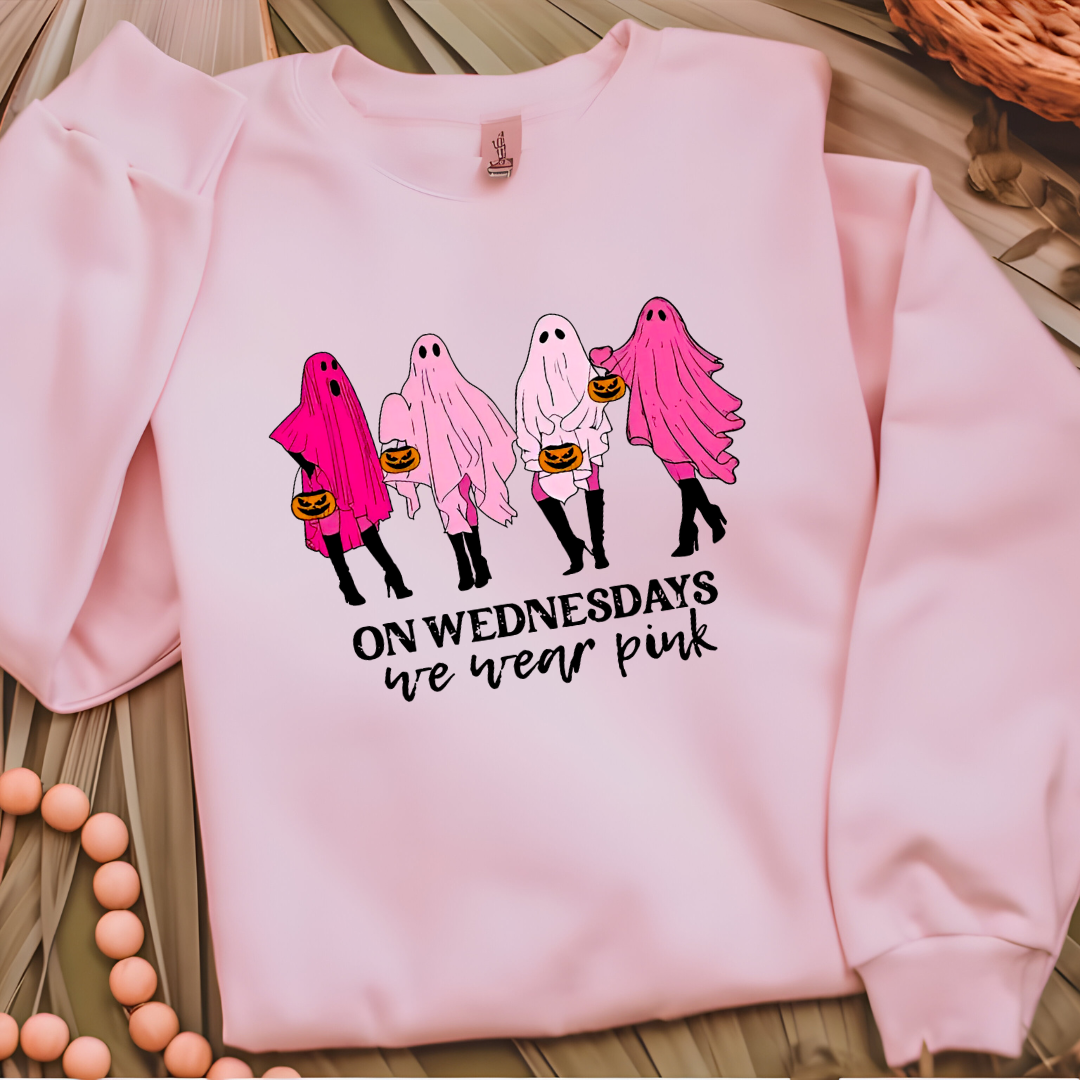 On Wednesdays We Wear Pink Halloween crewneck