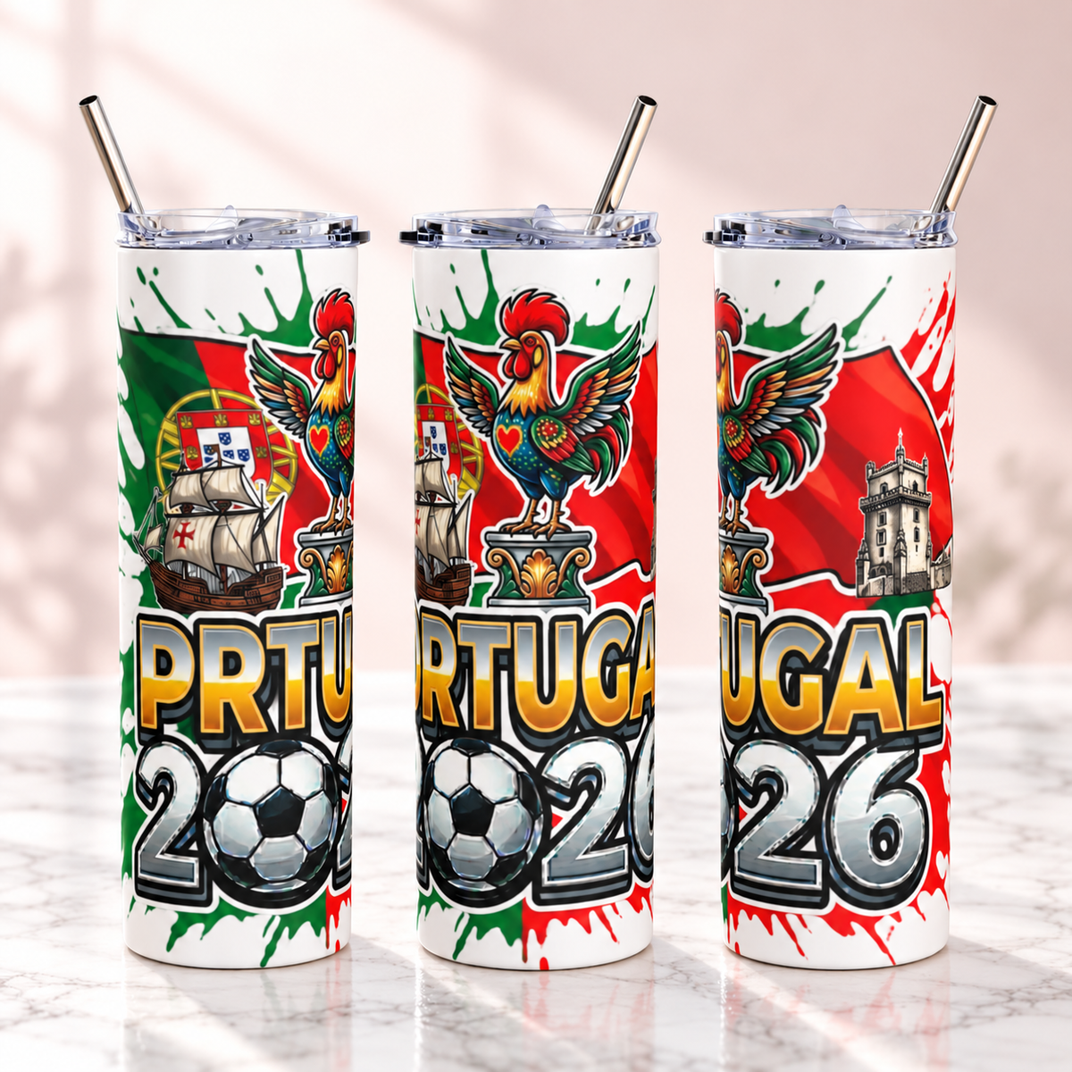 Portugal 2026 Football Tumbler – Portuguese Soccer Fan Cup — product mockup