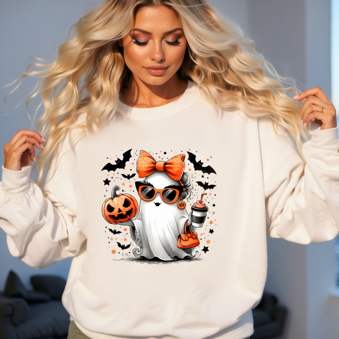 Spooky ghost girl Halloween crewneck