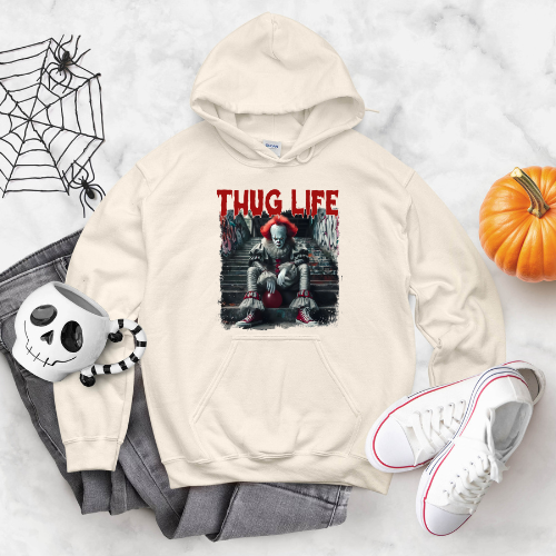 Thug Life horror clown Halloween hoodie