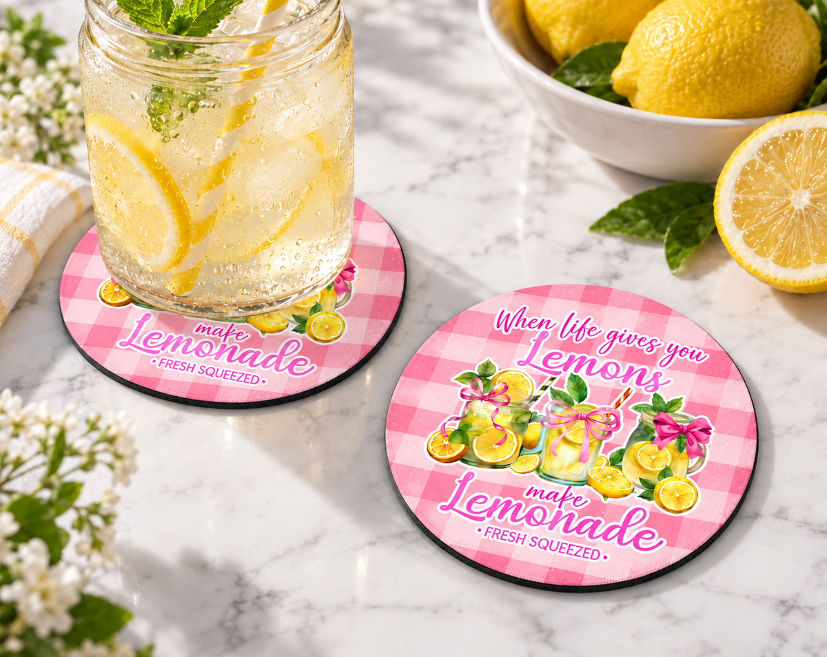When Life Gives You Lemons Make Lemonade Coaster – Cottagecore Decor — Round set of 2