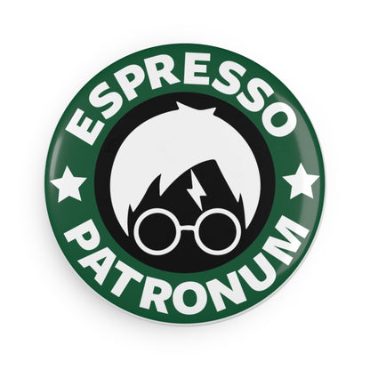 Espresso Patronum Round Magnet — Coffee & Wizardry Fridge Button