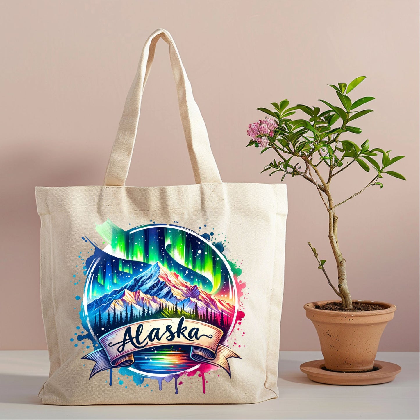 Alaska Northern Lights Canvas Tote Bag