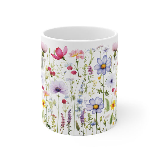 Wildflower Meadow Ceramic Mug — Floral Coffee Cup (11/15oz)