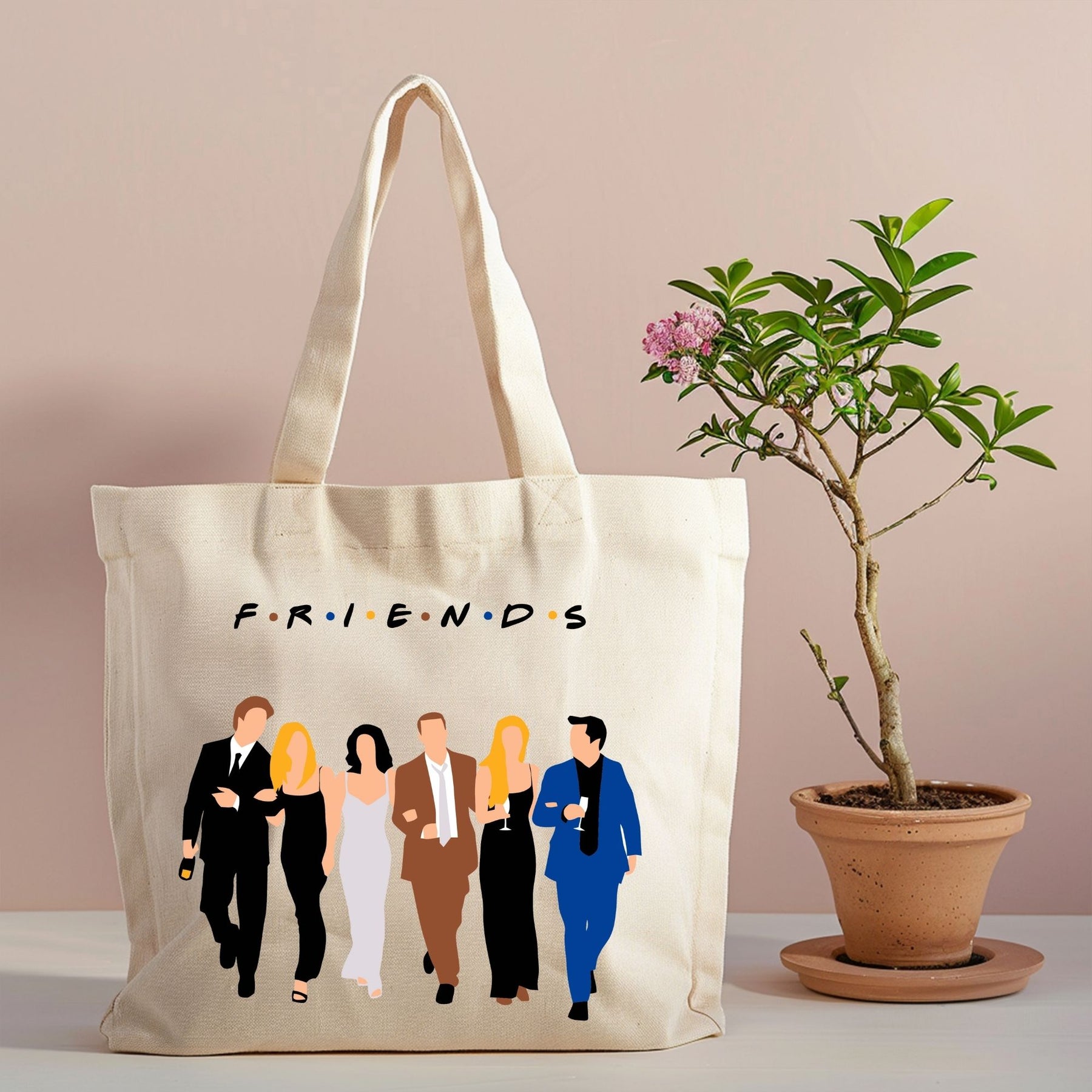 Minimalist sitcom friends canvas tote bag