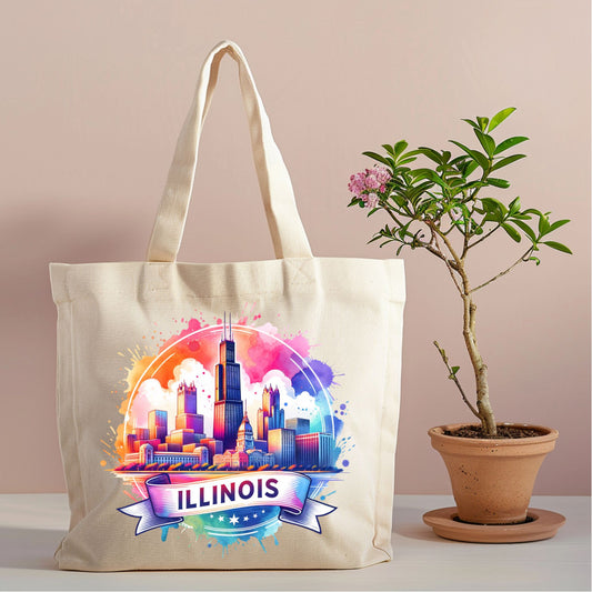 Illinois Chicago Skyline Canvas Tote Bag