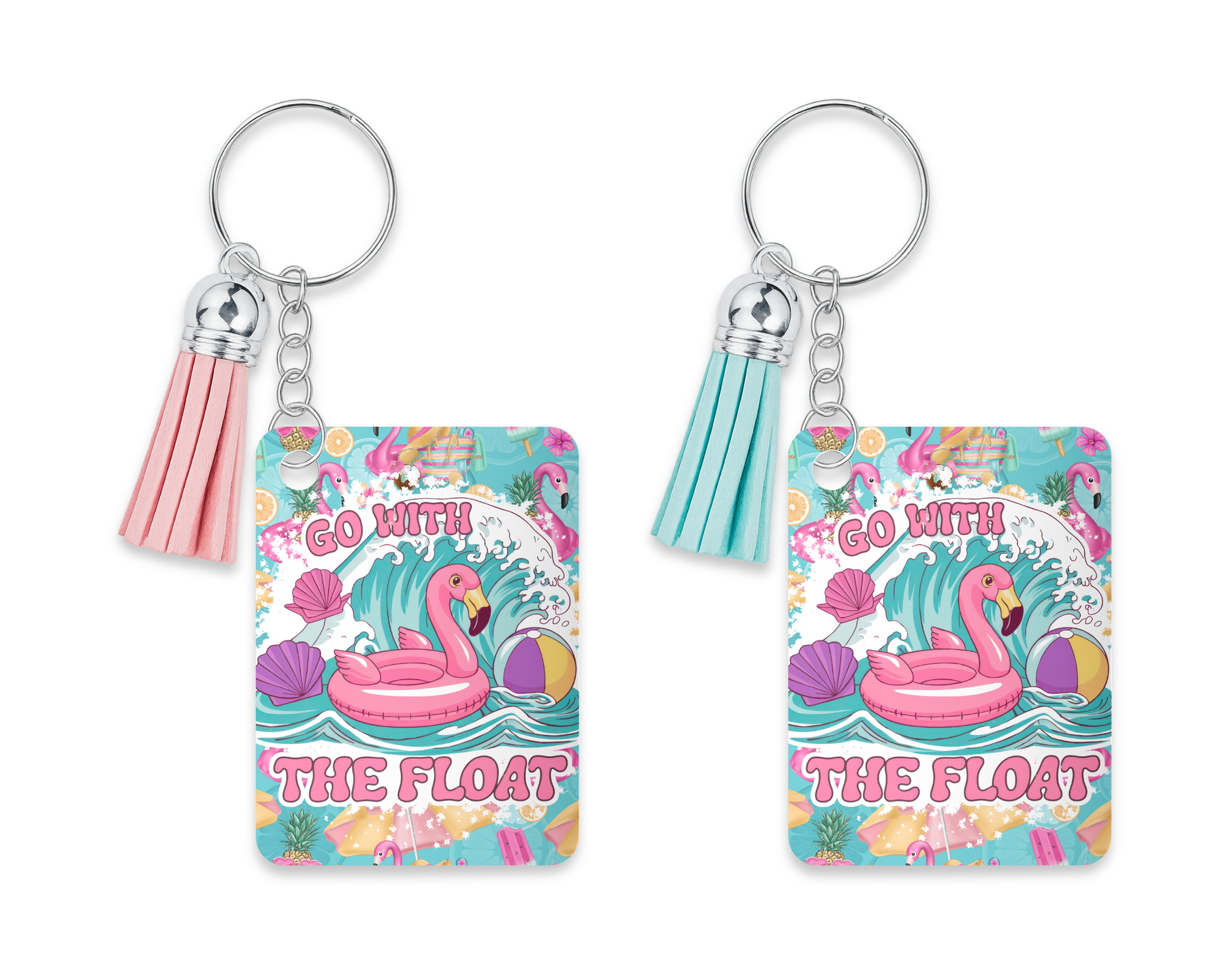 Go With the Float acrylic summer beach keychain