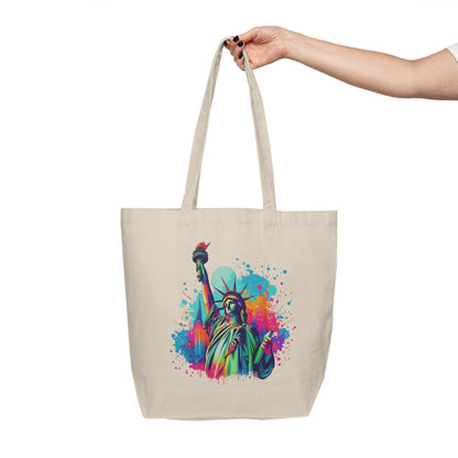 Statue of Liberty Neon Pop Canvas Tote — Colorful NYC Pride Market Bag