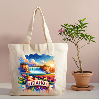 Idaho Waterfall Landscape canvas tote design option