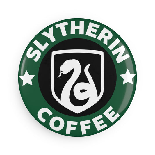 Slytherin Coffee Round Button Magnet — Wizarding House Fan Pin