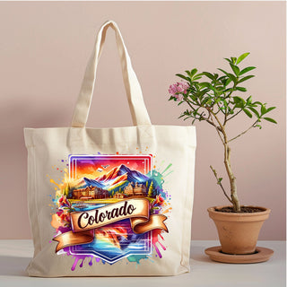 Colorado Mountain Landscape canvas tote design option