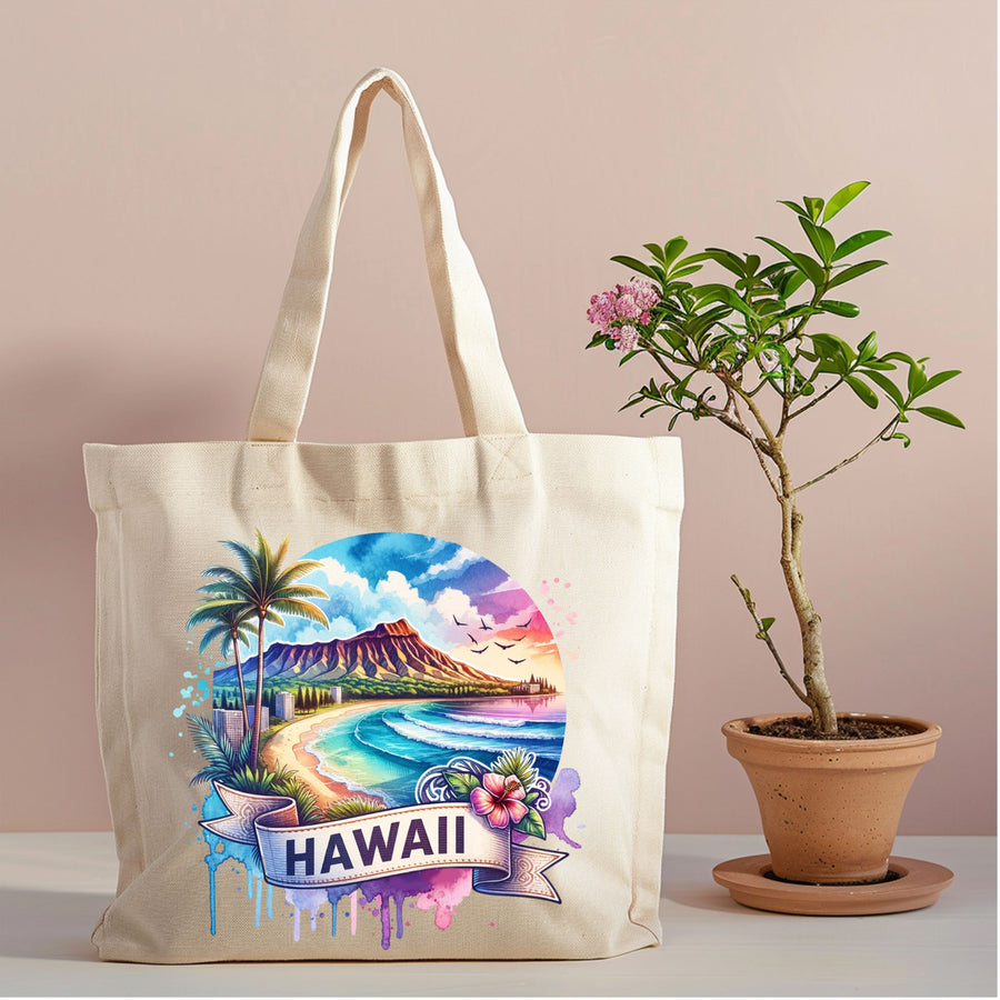 Hawaii Tropical Beach Canvas Tote Bag