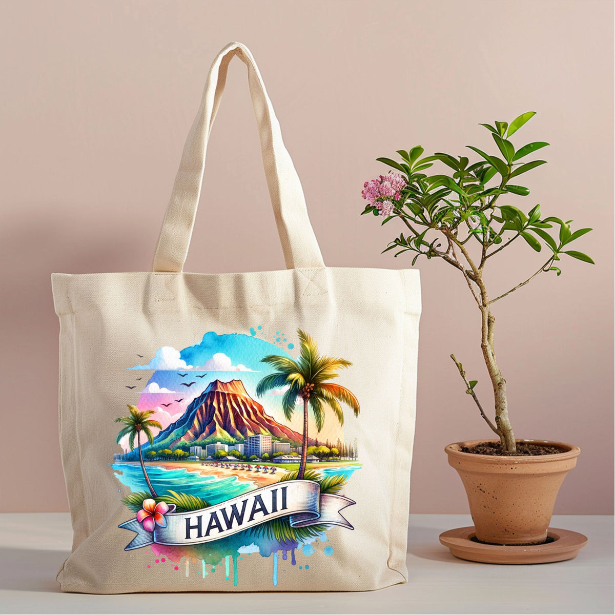 Hawaii Tropical Beach canvas tote alternate design