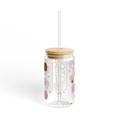 16oz Sipper Glass — Cute Lollipop Candy Design with Straw