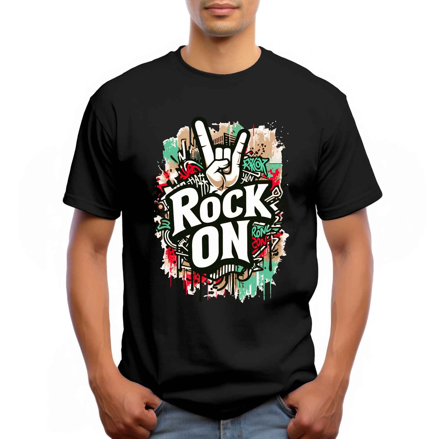 Rock On Graffiti T-Shirt – Music Festival Streetwear Tee