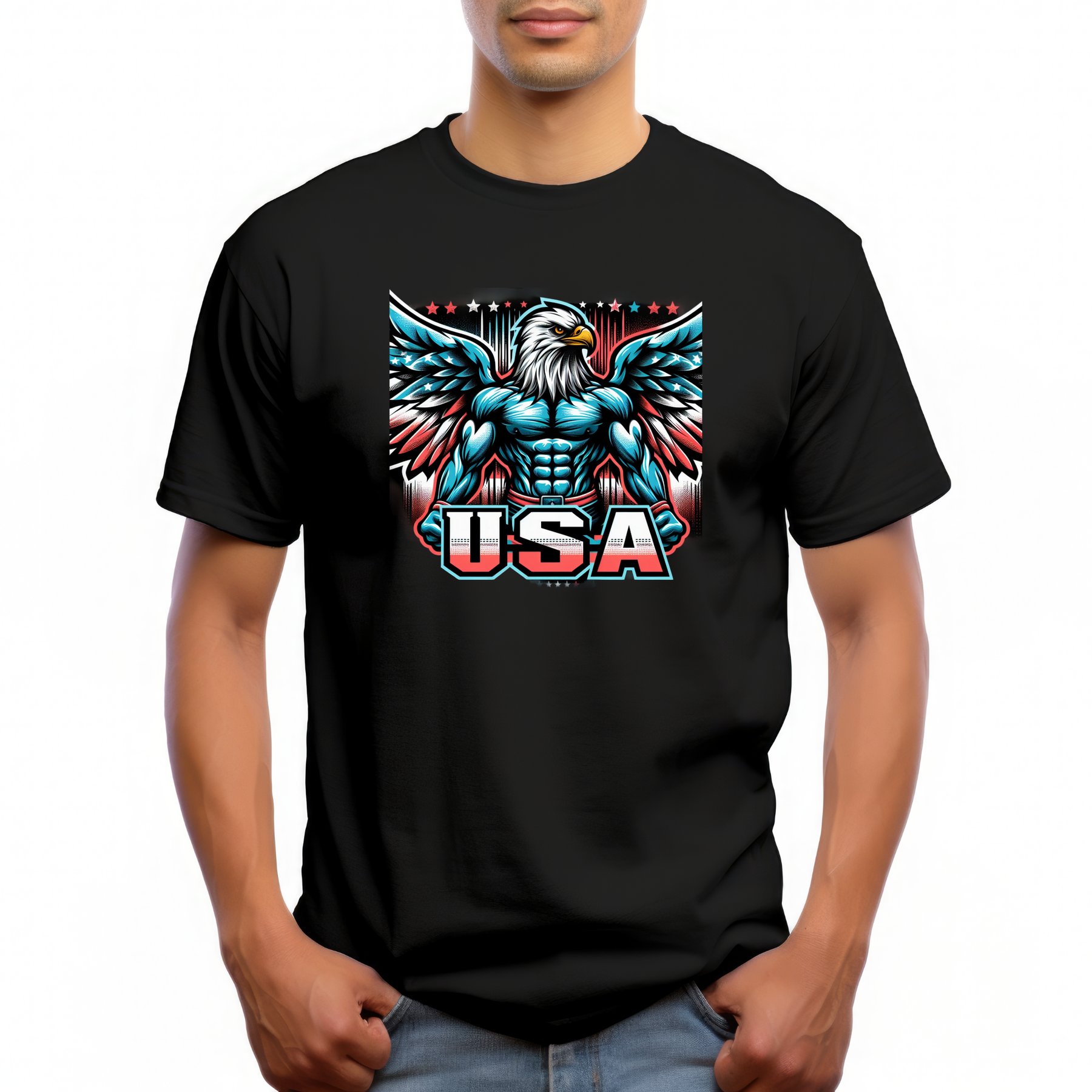Patriotic Eagle USA T-Shirt – Bold American Flag Graphic Tee