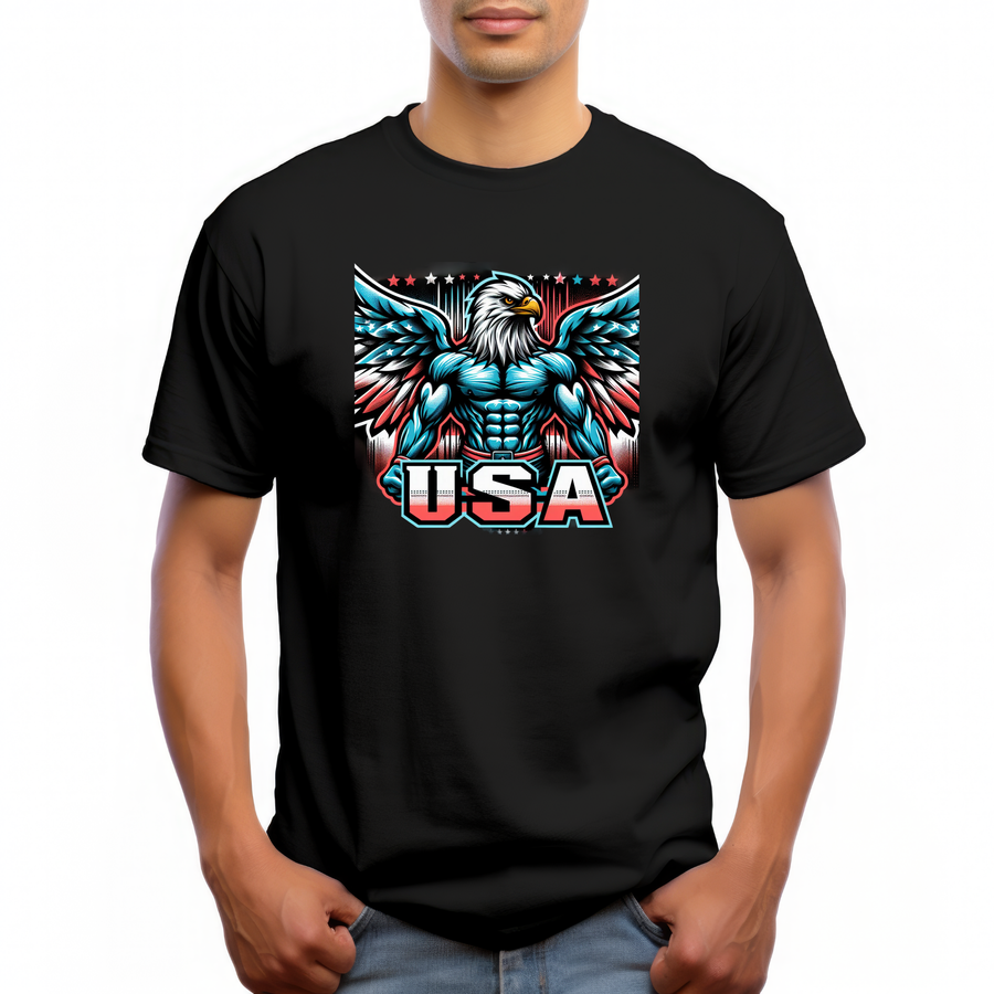 Patriotic Eagle USA T-Shirt – Bold American Flag Graphic Tee