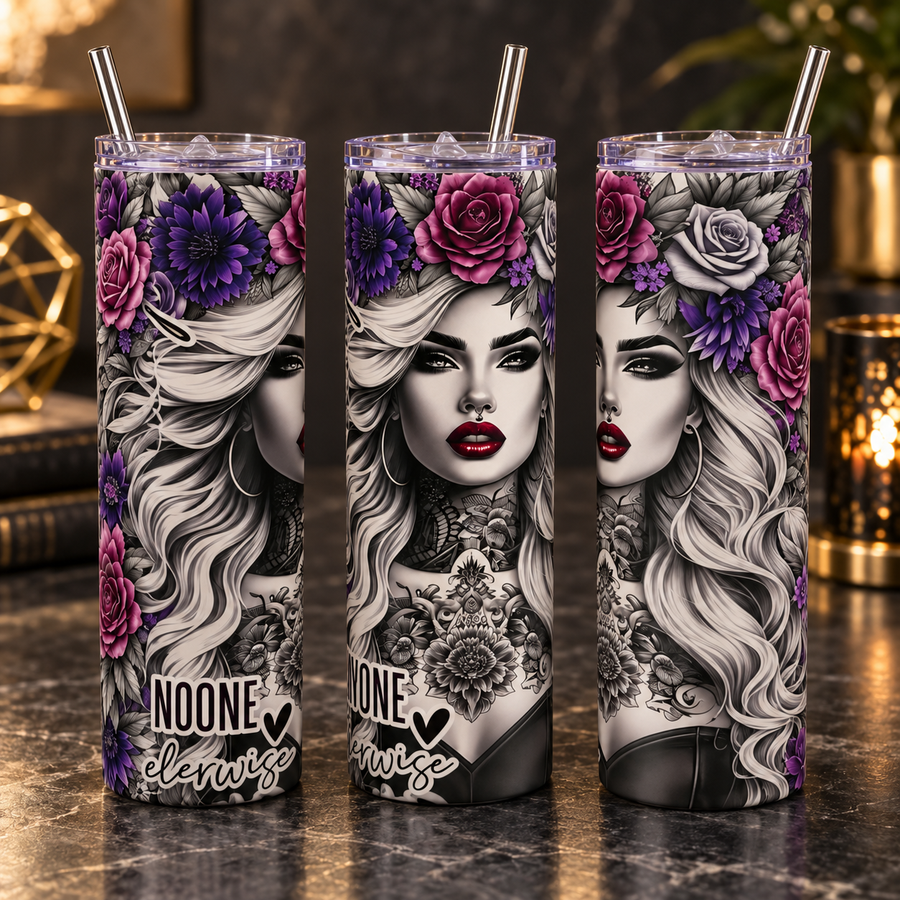 You Are Enough 20oz Skinny Tumbler – Floral Inspirational Cup