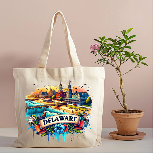 Delaware Coastal Landmark Canvas Tote Bag