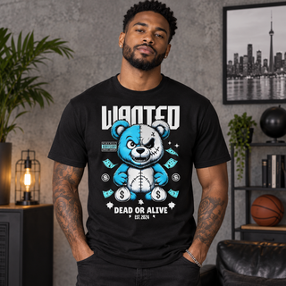 Wanted Dead or Alive Bear Graphic Apparel men's T-shirt mockup