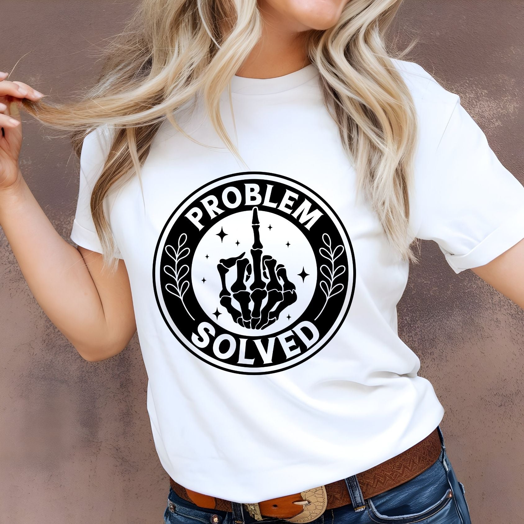 Problem Solved Skeleton Hand T-Shirt – Edgy Sarcastic Graphic Tee