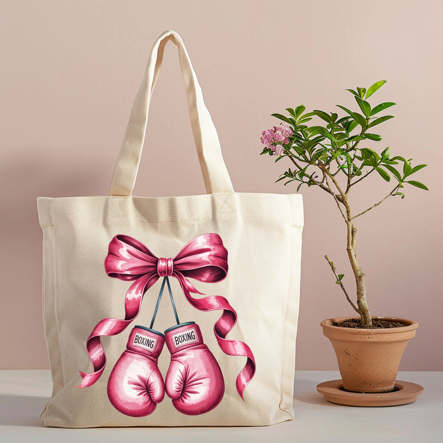 Pink Boxing Gloves Canvas Tote Bag