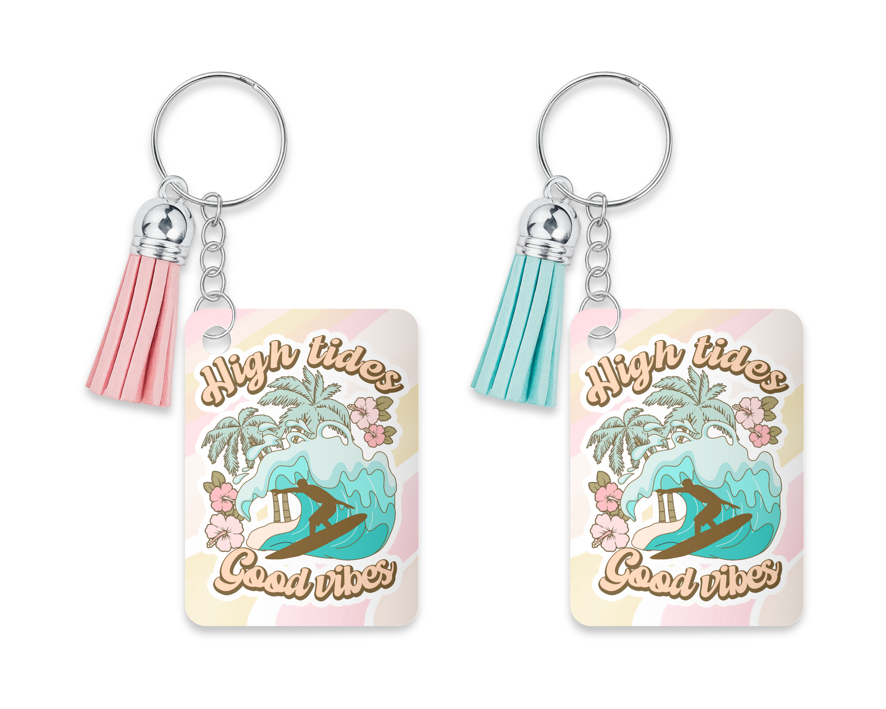High Tides Good Vibes acrylic beach keychain