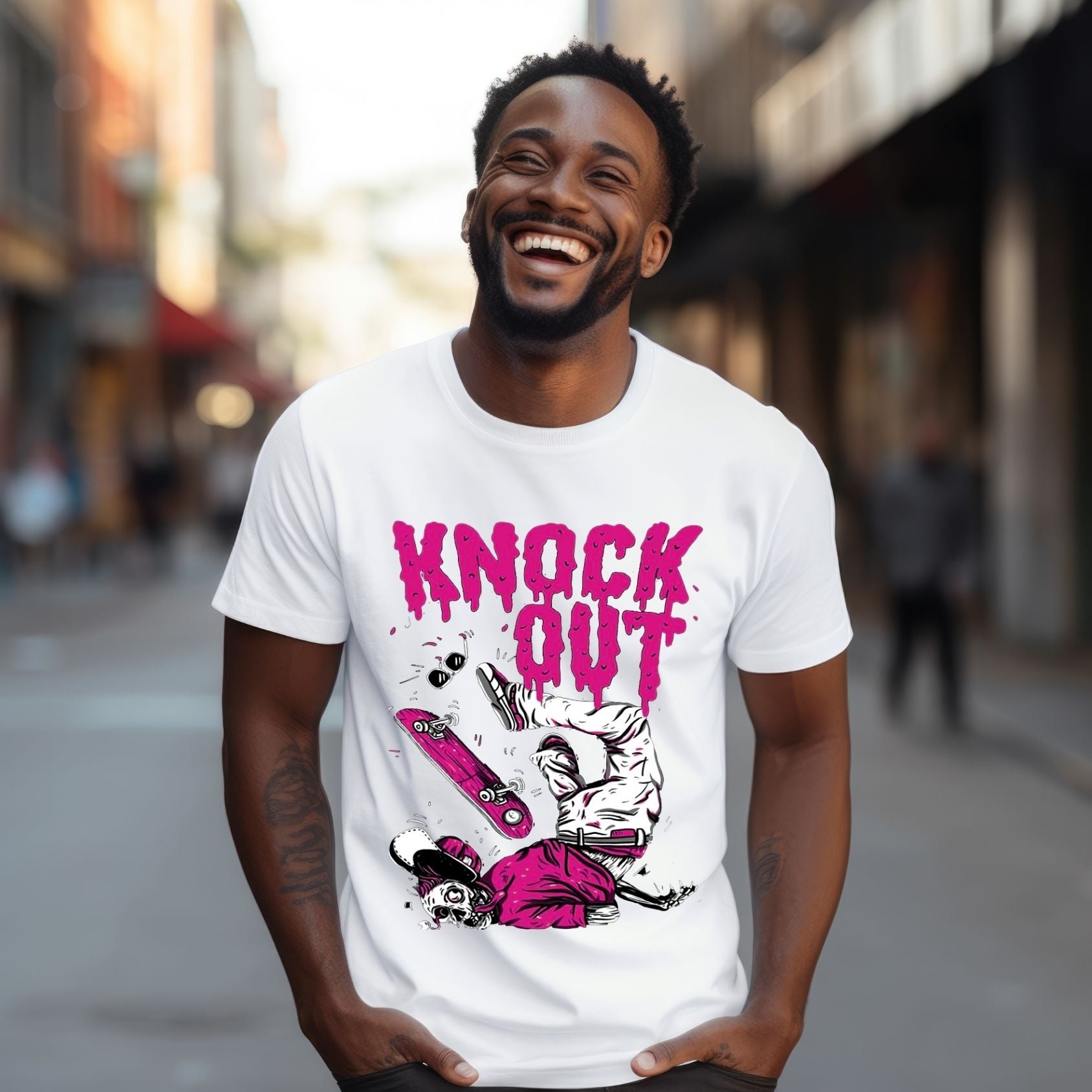 Knock Out Graphic T-Shirt – Bold Skate Skull Streetwear Tee
