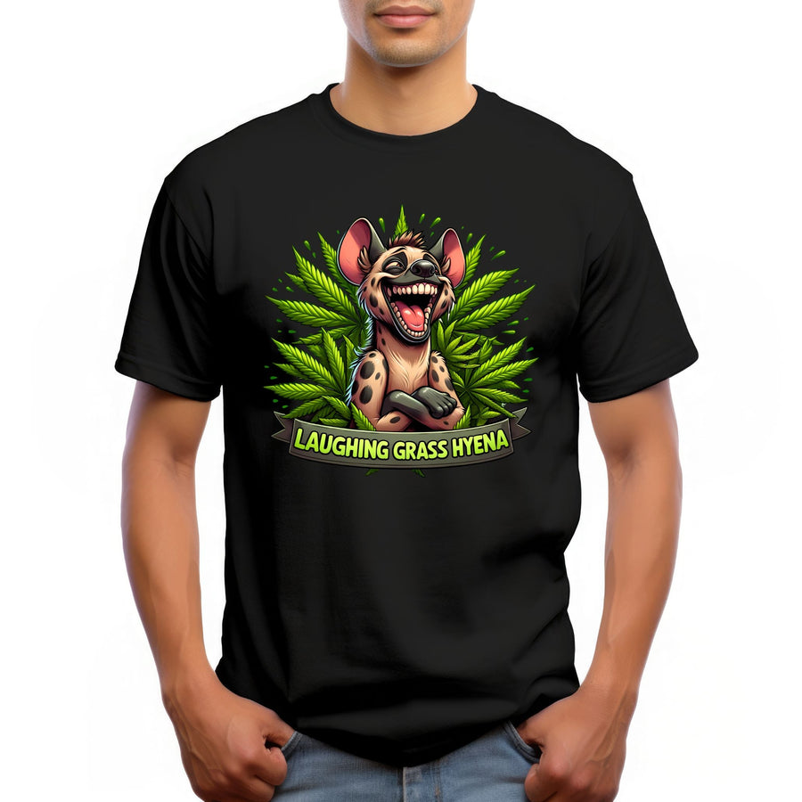 Laughing Grass Hyena T-Shirt – Funny Cannabis Animal Graphic Tee